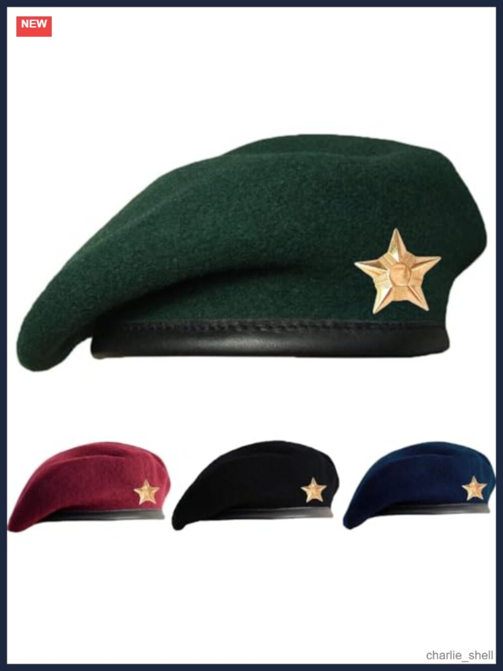 Wool Blend French Beret with Detachable Metal Star Badge Unisex